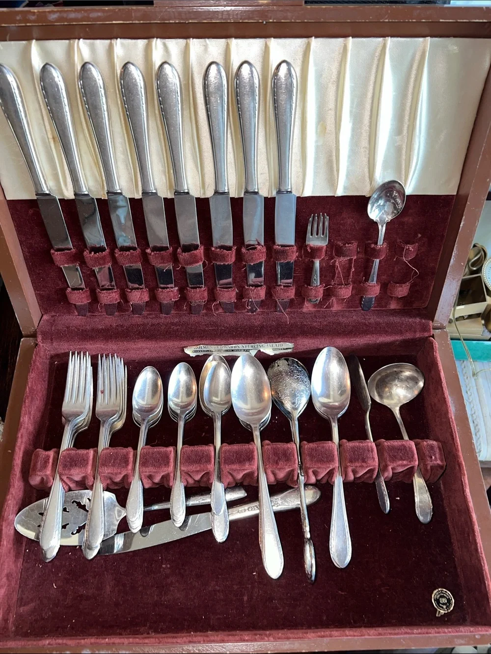 41 piece Vintage Sterling Silver inlaid Holmes & Edwards flatware plus extra